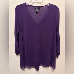 ALFANI Sheer Lined V-Neck Blouse